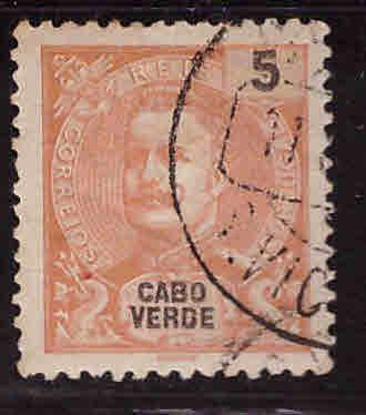 Cabo Verde Cape Verde Scott 37 Used  King Carlos stamp from 1898-1903 set