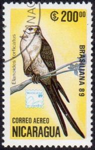 Nicaragua C1173 - Cto - 200cor Swallow-tailed Kite (1989) (3)