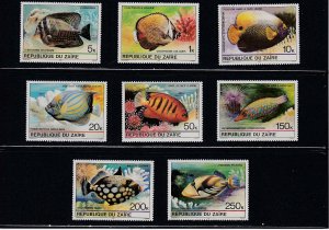 Zaire # 974-981, 981A, Tropical Fish, Mint NH 1/2 Cat.