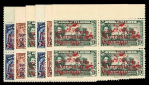 Liberia #280-282, C14-16 Cat$65+ (for hinged), 1941 Postage Stamp Centenary, ...