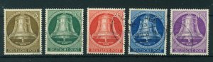 Germany Berlin 1953 Freedom Bell full set of stamps. Used. Sg B101-B105