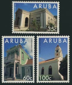 Aruba 113-115,MNH.Michel 151-153. 1995:Architectural Landmarks,Church,Residence.