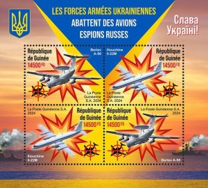 GUINEA - 2024 - Shooting Russian Spy Planes - Perf 4v Sheet - Mint Never Hinged