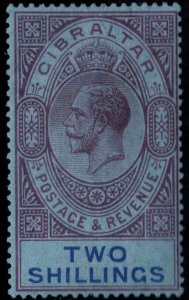 GIBRALTAR  Scott 85 MH* 2sh KGV  stamp,  wmk on chalky paper