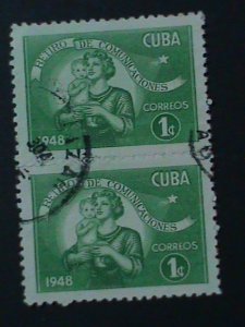 ​CUBA-1948- SC# 415 ERROR?? NO PERF BETWEEN-MOTHER & THE CHILD-CTO PAIR VF