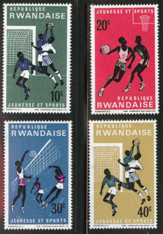 RWANDA Scott 164-168 MH* Ball Sports stamps