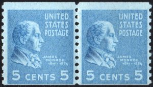 SC#845 5¢ James Monroe Coil Pair (1939) MNH