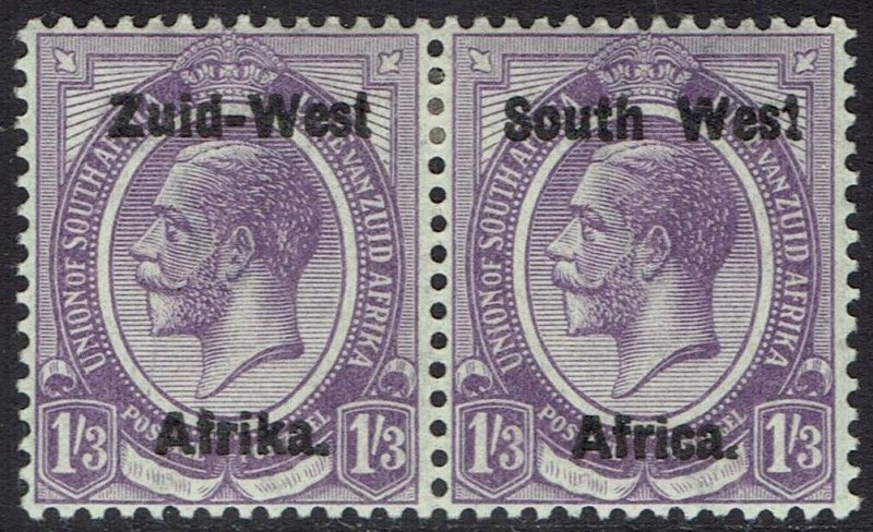 SOUTH WEST AFRICA 1923 KGV 1/3 PAIR SETTING I  