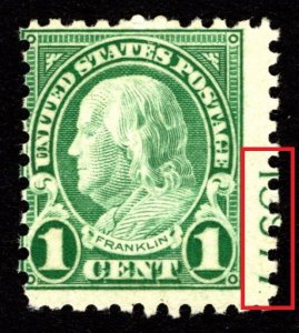 1923, US 1c, EFO, Plate Number captured, MNH, Sc 581