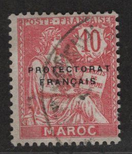 $French Morocco Sc#42a used Fine missing new value Cv. $550
