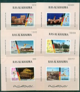 Ras Al Khaima 1972 Mi#724-729 Summer Olympics Munich, Sights of Munich 6xDLMS...