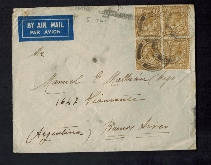 1934 chelsea England Airmail Cover to Argentina