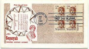 1859 Sequoyah, Colonial, plate block, FDC