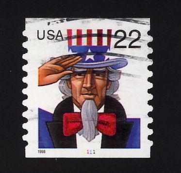 3263 22c Uncle Sam PNC # 1111 used single