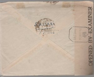 1941 Turkey censored airmail cover to Central Bank of India