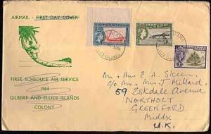GILBERT & ELLICE IS 1965 3/7d rate airmail cover Tarawa to UK inc. 2/6d....33628
