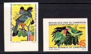 Cameroun 1972 Sc# 554/555 TOURACO & LOVEBIRDS  Set (2) Imperforated MNH