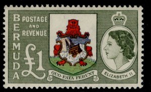 BERMUDA QEII SG150, £1 brown, blue, red, green & bronze-green, M MINT. Cat £48.