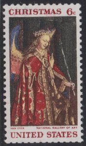 1968 Christmas Angel Gabriel Painting Van Eyck Single 6c Stamp, Sc#1363, MNH,OG