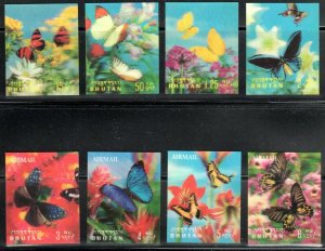 ES-15414 3D Bhutan Scott 95-95G (8) MNH Singles Flowers and Butterflies 1968