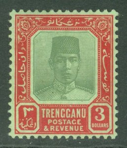 SG 16 Malaysia Trengganu 1910-19. $3 green & red/green. Lightly mounted mint...