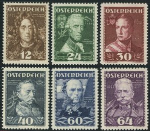 Austria #B132-B137 Military Leaders Semi-Postal Stamps 1935 Mint LH