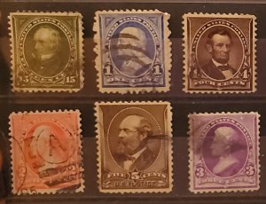 1890s Famous Americans Mini Pack Scott #-205, 221, 222, 246, 252, 284 Set/6 Used