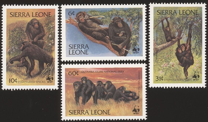 SIERRA LEONE Scott 586-89 VF/MNH - 1983  Chimpanzees Set