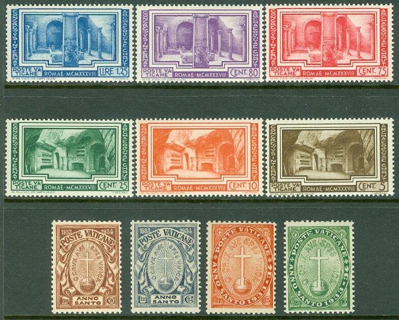 VATICAN : 1933-38. Sassone #15-18, 55-60 Very Fresh sets. VF, Mint NH. Cat €400.