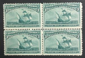 MOMEN: US STAMPS #232 MINT OG NH BLOCK