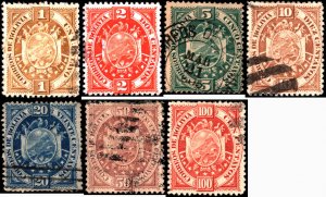 Bolivia #40-46, Complete Set(7), 1894, Used