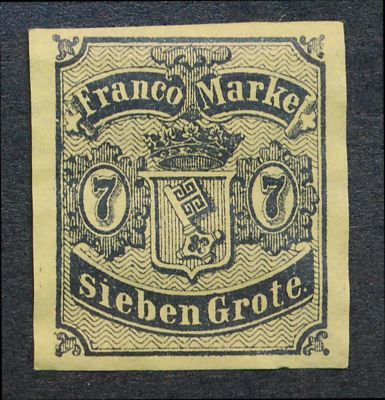BREMEN GERMAN STATES 3 UNUSED 4 MARGIN 7GR.NO GUM