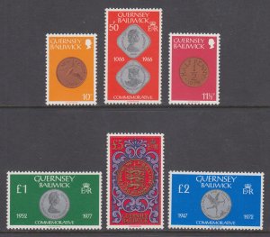 Guernsey Sc 199-203A MNH. 1980-81 Coins, set cplt but for low value