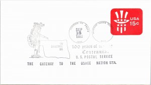 US SPECIAL PICTORIAL POSTMARK COVER 100 YEARS USPS POSTAL SERVICE SKIATOOK (4)