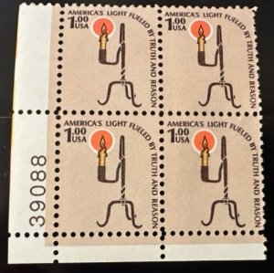 US # 1610 America's Light Series, $1.00, Plate Block, Mint NH