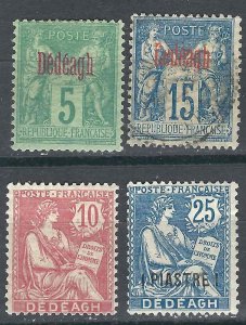 France Off Turkey Dedaugh 4 Different MH/U F/VF 1893-1903 SCV $55.00