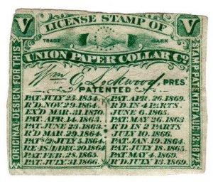 (I.B) US Cinderella : Union Paper Collar Co Licence Stamp 5c