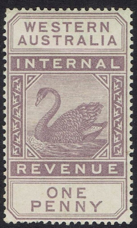 WESTERN AUSTRALIA 1893 SWAN INTERNAL REVENUE 1D WMK CA OVER CROWN