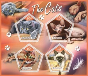 Stamps. Fauna Domestic Cats  1+1 sheets perforated 2017 year St. Vincent