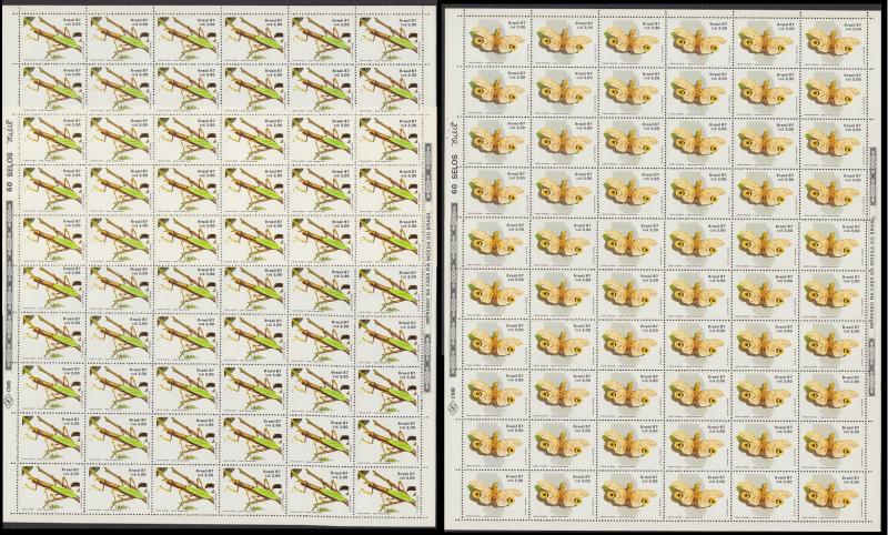 Brazil Moth Mantis Insects 2v in full sheets of 60 stamps SG#2279/80 MI#2219-20