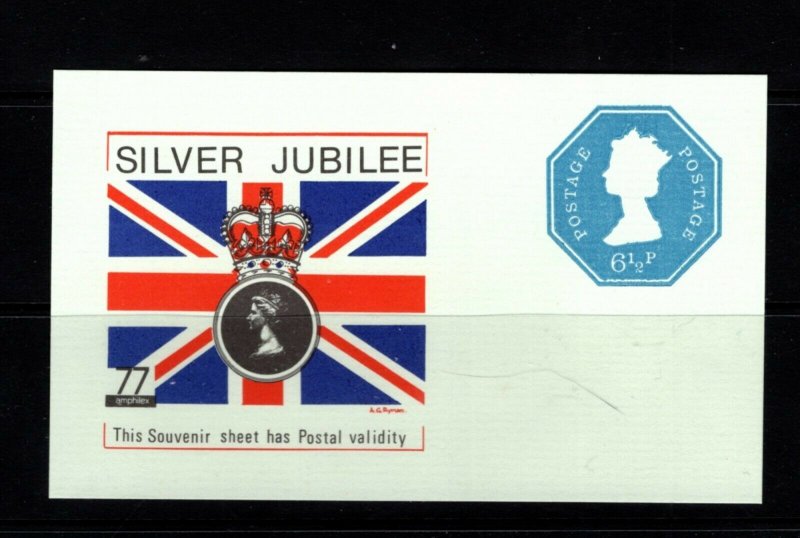 GB 1977 Silver Jubilee - Amphilex 6½p postally valid ungummed souvenir sheet (1)