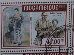 ​MOZAMBIQUE-2018-PROMOTE-PABLO PICASSO & PAINTINGS-CTO VF -EST.$14-LAST ONE  CTO