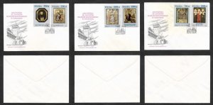 SD)1991 POLAND 3 FIRST DAY COVERS, WORKS OF ART FROM THE NATIONAL MUSEUM OF KRA