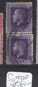 NEW ZEALAND  (P0601B)   KGV 4D 2 PERF PR SG 422F  VFU   SCARCE 