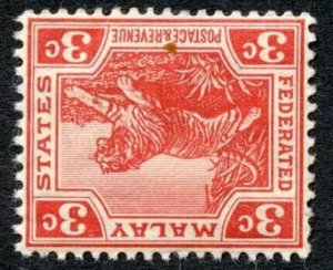 Malay SG34aw 3c carmine Wmk Mult Crown Sideways INVERTED U/M Cat 40 pounds