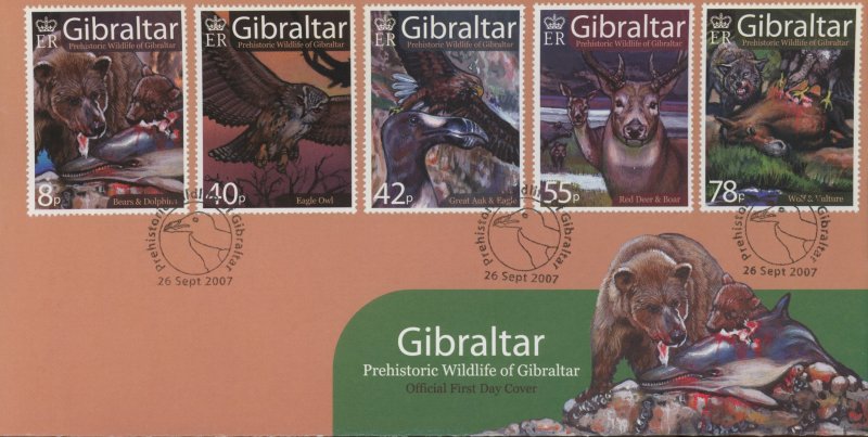 Gibraltar 1098-1102 FDC cover prehistoric animal (2110 165)