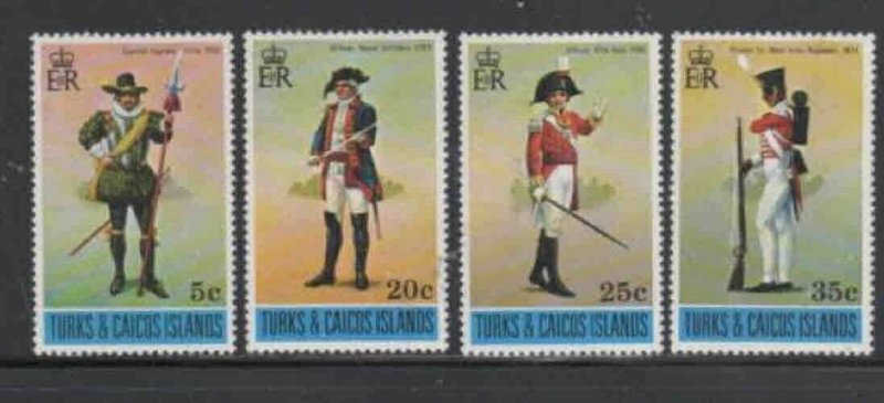 TURKS & CAICOS ISLANDS #299-302 1975 UNIFORMS MINT VF NH O.G