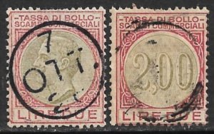 ITALY 1924 2L+2L Tassa Di Bollo Scambi Commerciali Stamp Duty Revenue R52 Used