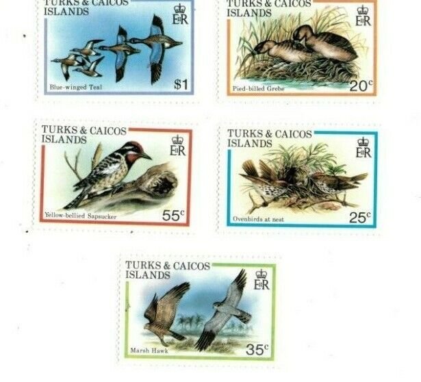 Turks and Caicos 1980 - Birds - Set of 5 Stamps - Scott #425-9 - MNH