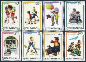 Romania 3035-3041,MNH. Children's Games,1981.By Eugen Palade & Norman Rockwell.